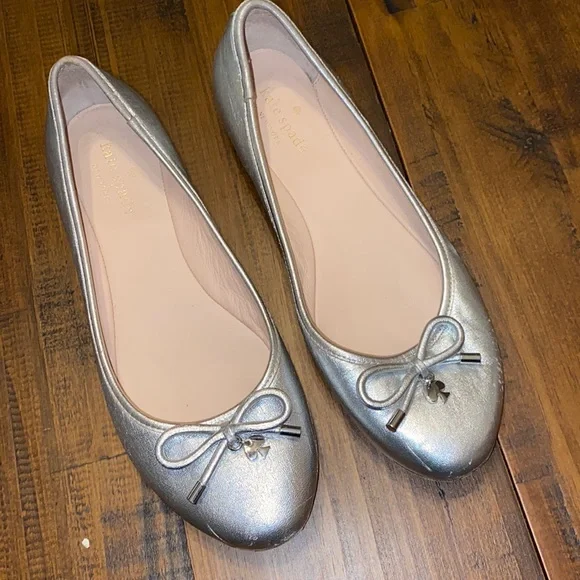 kate spade Shoes Kate Spade Silver Flats Poshmark